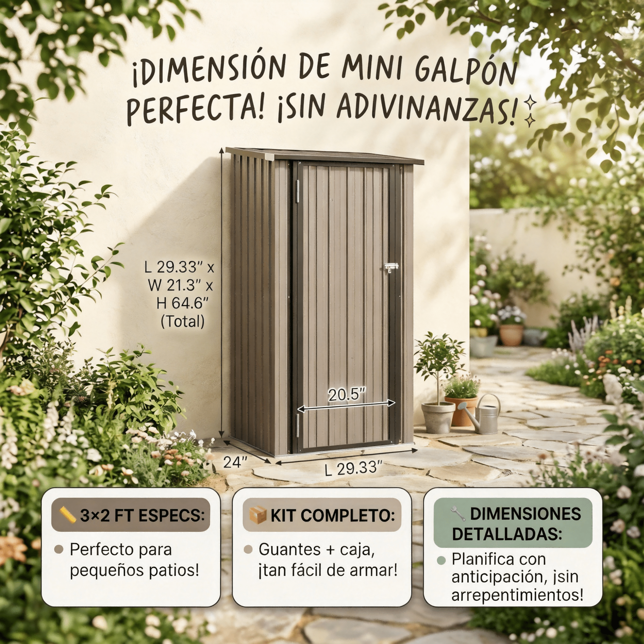   de lámina 5x3 y 3x2 pies(1.5x0.9m/0.9x0.6m) con puerta con candado y techo inclinado - coberto de almacenamiento para jardín, traspatio, herramientas y bicicletas