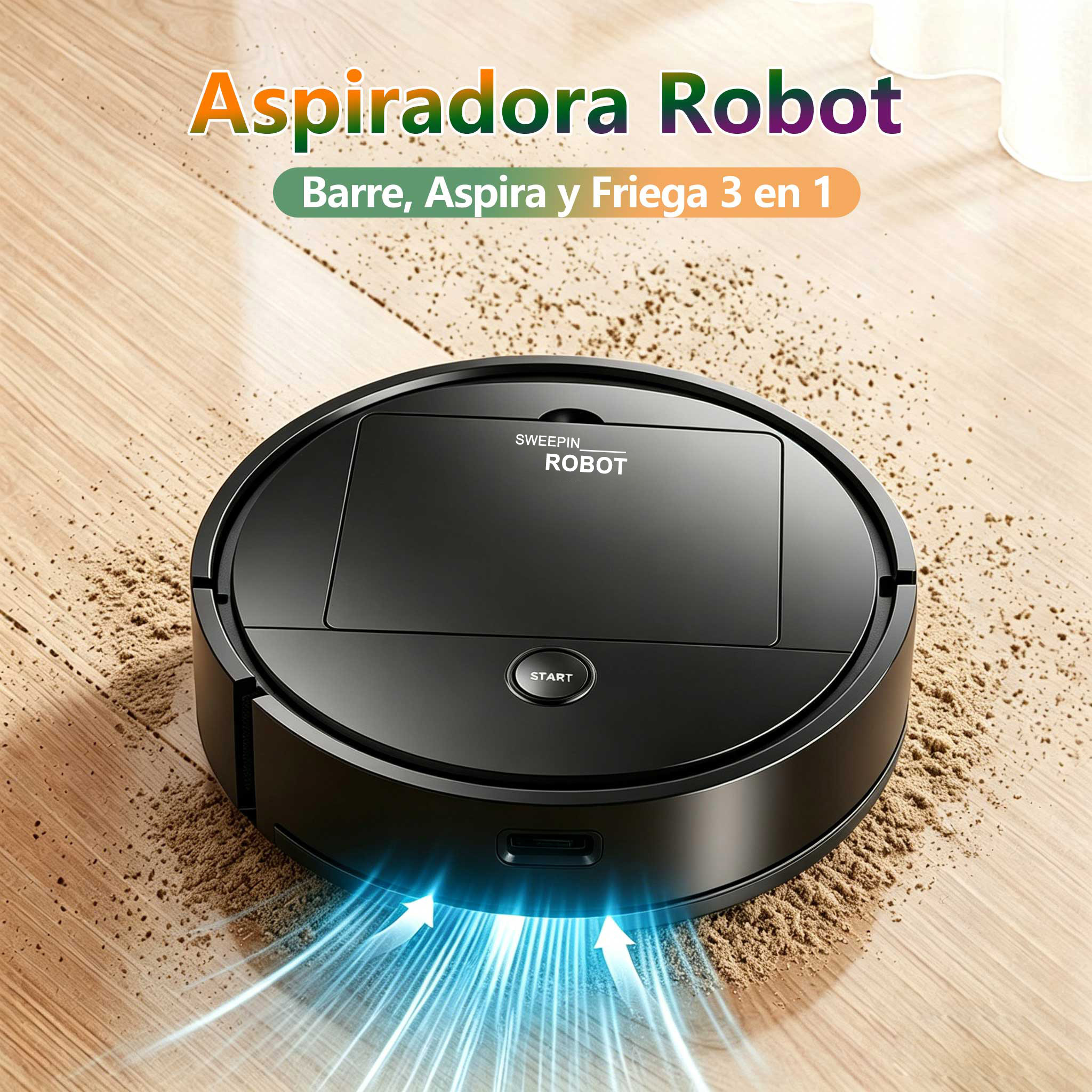  , aspiradora inteligente y fregona combo, recargable por usb, succión fuerte, diseño delgado y silencioso,   para pelos de mascotas, suelos duros & limpieza  ,  