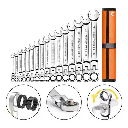 16pcs double purpose key set ratchet keys manual tool key set key automotive repair tool quick ratchet manual tool