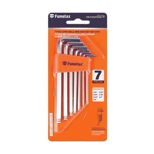 hexagonal ball head long rod key set 7pcs set main body made of chrome vanadium steel ball rotating screw at an angle long rod structure complete specifications a practical tool for domestic use and professional maintenance