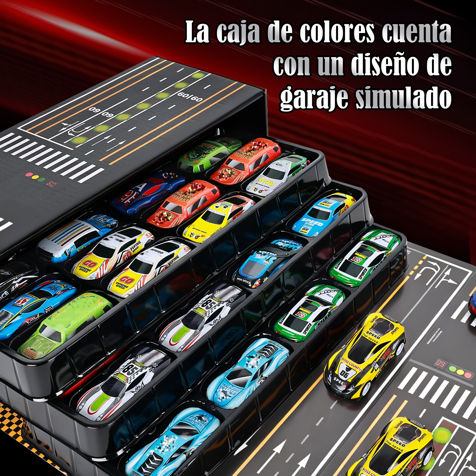 juego de 48 piezas de   de juguete educativos,   de   de metal a  , pista de   simulada,   de almacenamiento multifuncional, finamente elaborados, fáciles de   y guardar