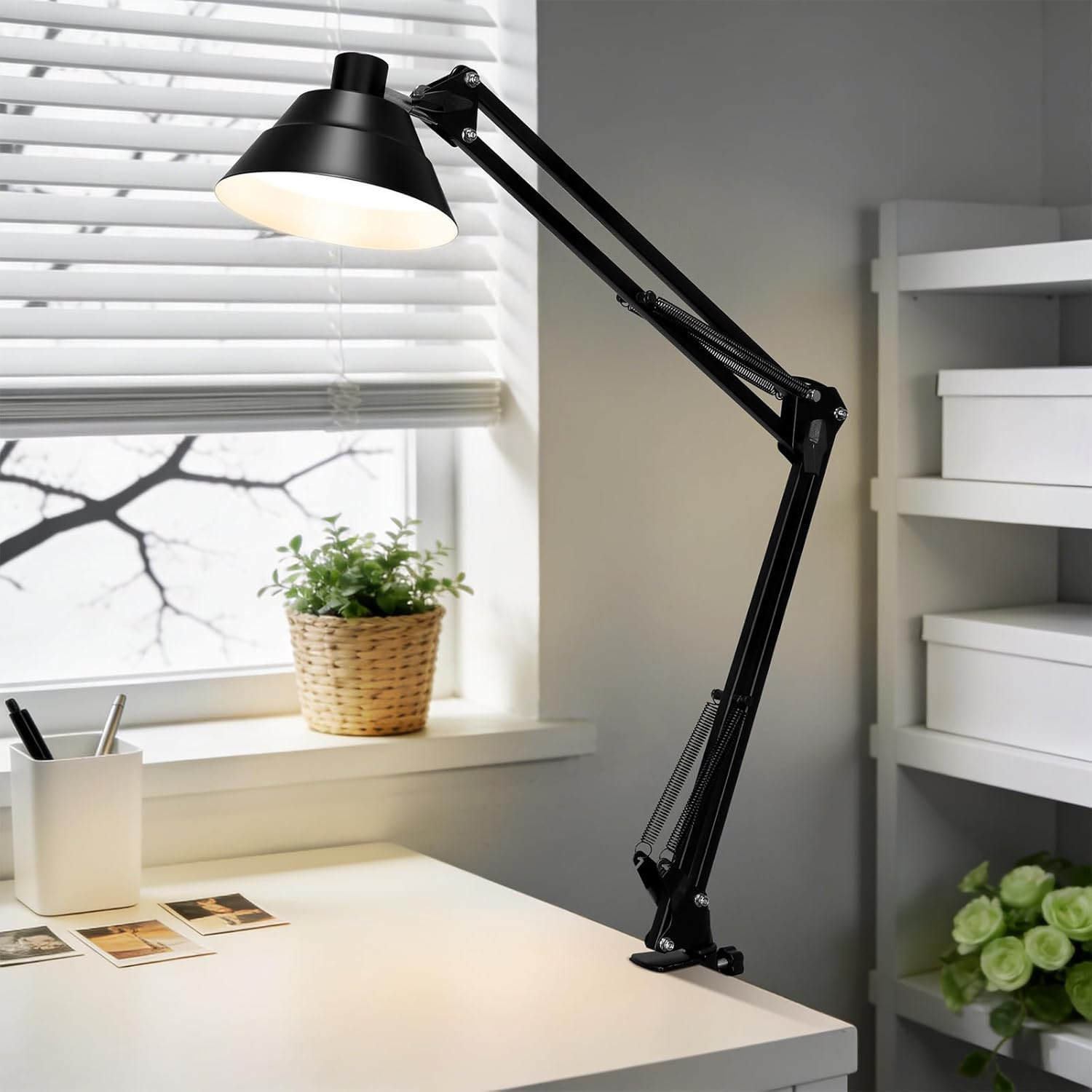 luz de mesa   móvil de base pesada de 28 pulgadas, color  , encendida, visera sin encender, equipo de  , lectura de luces de  , artículos para el hogar, iluminación de la habitación