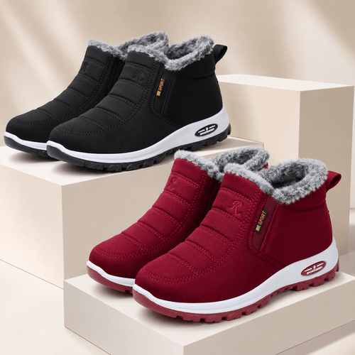 botas de nieve de invierno para mujer, color liso, forro de tela , de pvc resistente, plantilla de tela cómoda, diseño antideslizante, , botas casuales de gruesa.