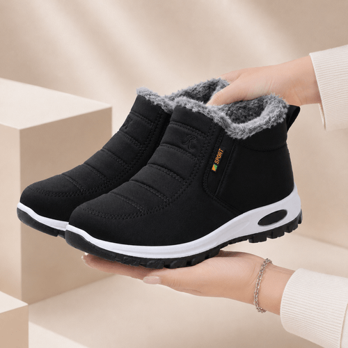 imagen del artículo botas de nieve de invierno para mujer, color liso, forro de tela , de pvc resistente, plantilla de tela cómoda, diseño antideslizante, , botas casuales de gruesa.