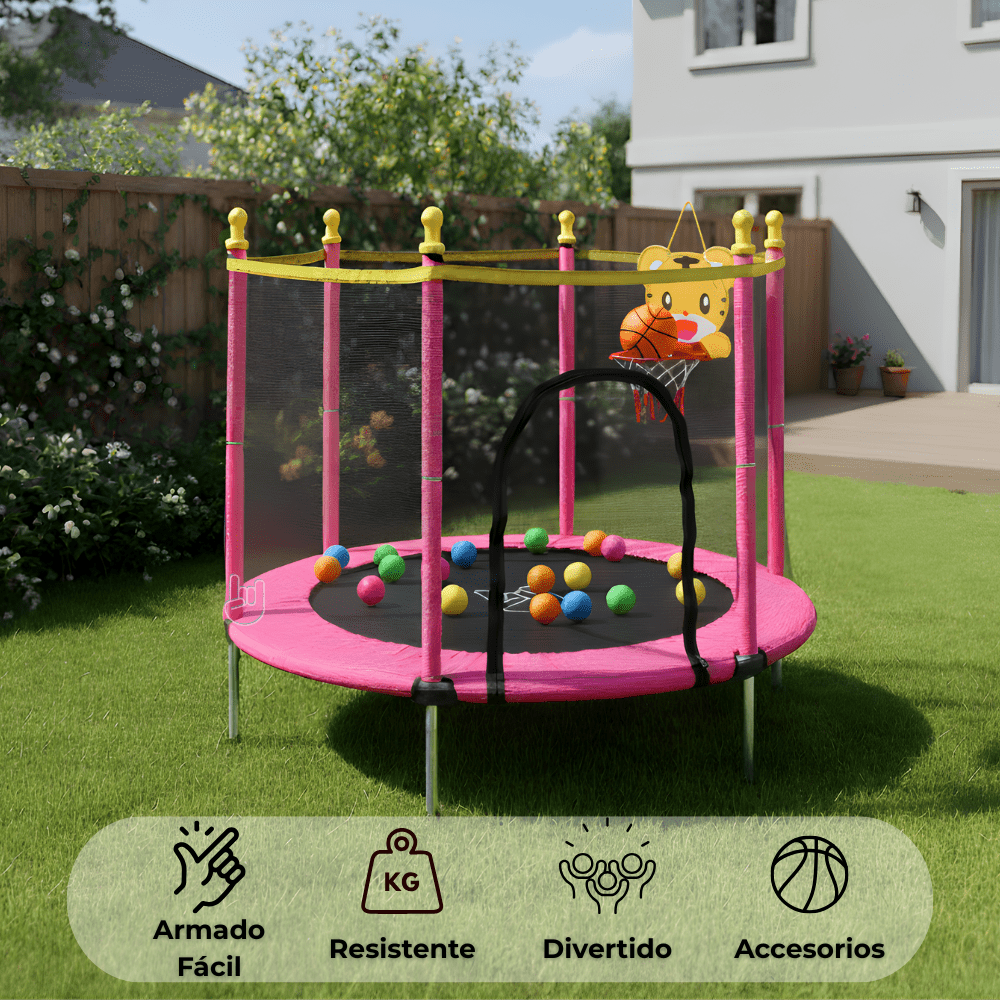   trampolin   para niños 1.4 m diámetro con red de seguridad