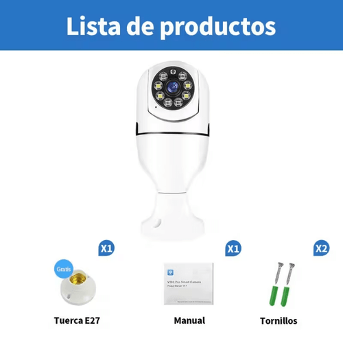 imagen del artículo tipo de cámara de seguridad | rotación panorámica de 360°, detección de movimiento, audio bidireccional, visión nocturna a color, real y notificaciones de mensajes proporcionan protección 24/7 para la seguridad y el tienda.