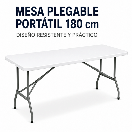 imagen del artículo mesa plegable de 360° y 1,80 m. mesa de jardín portátil. mesa plegable de plástico resistente. mesa de multifuncional tipo carpeta. mesa de jardín .
