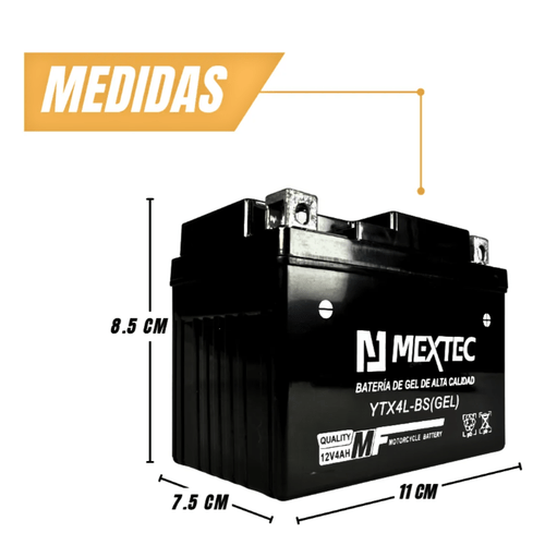 Batería de Gel YTX4L-BS 12 Rendimiento - Batería para Motocicleta y Scooter - Instantáneo y Larga Duración