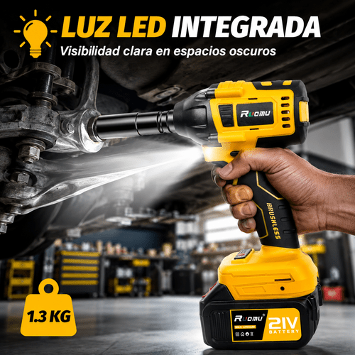llave de impacto inalámbrica tipo pistola, 520 n. torque, motor sin escobillas, con 2 baterías, ideal para proyectos de bricolaje doméstico y multi- .