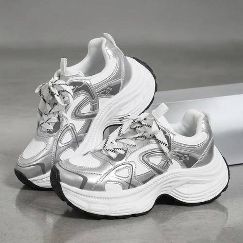 zapatillas chunky de metálico para mujer, malla transpirable, antideslizante ideal para y actividades