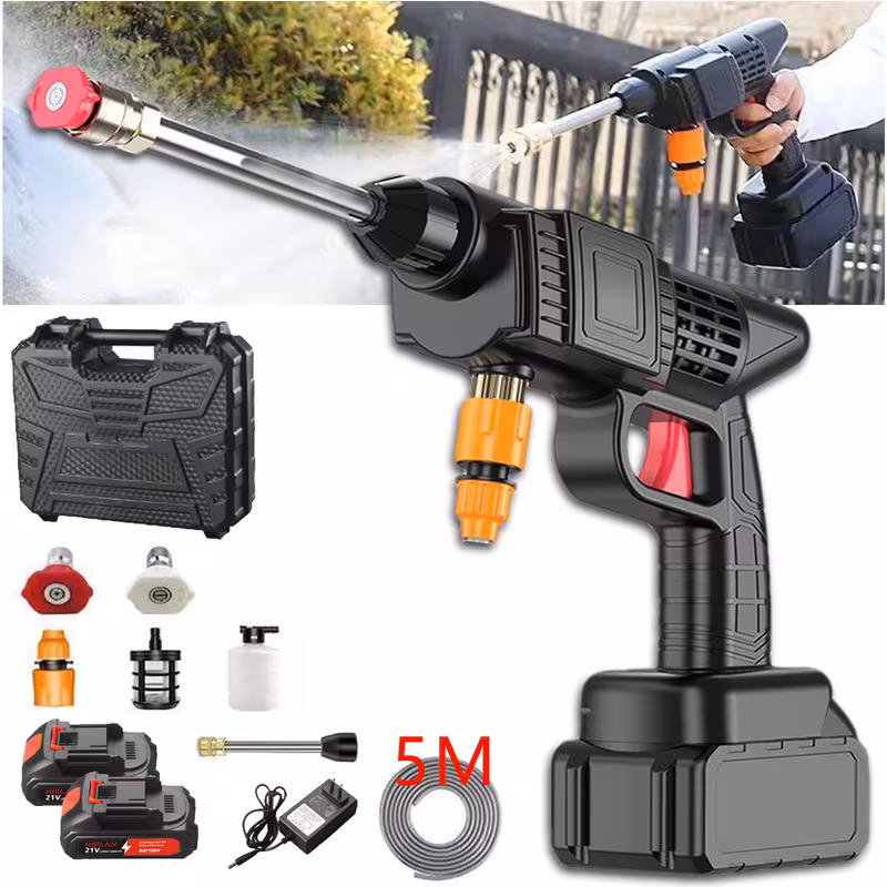 Portable Cordless Pressure Cleaner Cordless Pressure Cleaner being used outdoors without a power cable