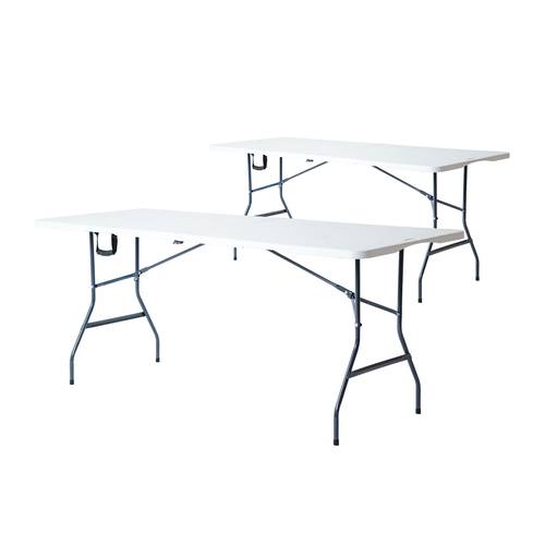 imagen del artículo paquete de 2 mesas plegables blancas tipo portafolio de plastico 180 cms
