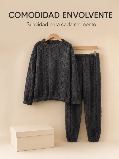 conjunto 4 piezas pijama de mujer felpa coral extra gruesa, blusa cuello con bolsillos y pantalón fruncido, abrigado, ropa de dormir casual para invierno, varios colores
