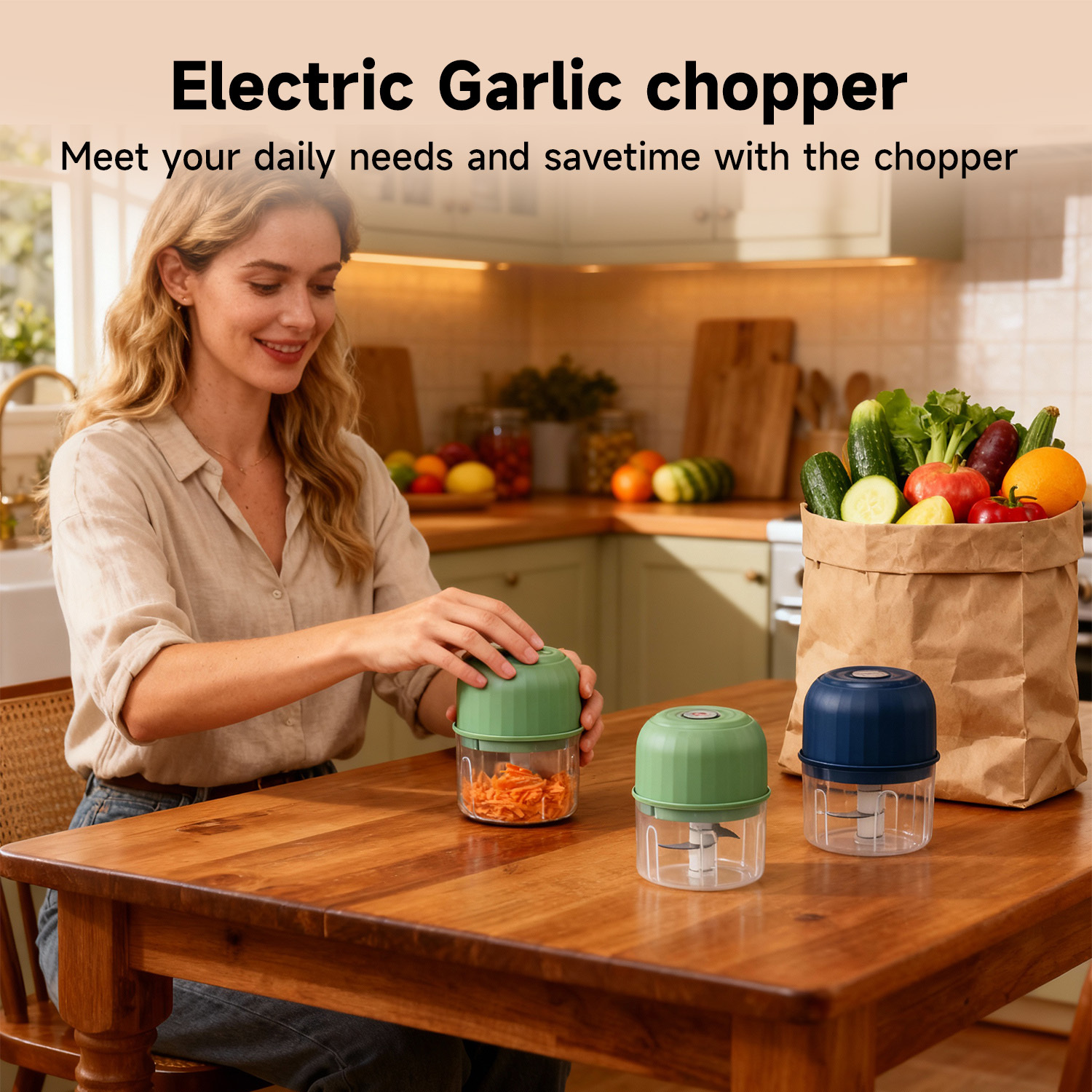 TEMU Meat Grinder, Vegetable Chopper, Electric Garlic Chopper, USB Rechargeable Mini Chopper, Powerful Small Food Processor, Mini Food Processor,