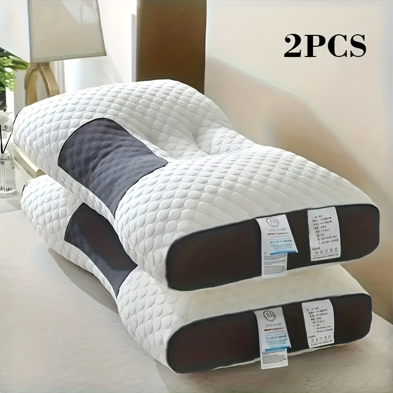 imagen del artículo 2 piezas almohada cervical   - soporte ergonómico para el cuello para un mejor sueño - ideal para dormir de   y espalda -   de un masaje relajante en casa - relleno de almohada   y lavable a máquina, confort para     - regalo  , 2000g