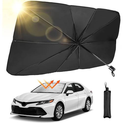 imagen del artículo parasol plegable para parabrisas de coche los rayos UV y el salpicadero . Es plegable y compatible con la mayoría de los modelos de coche.