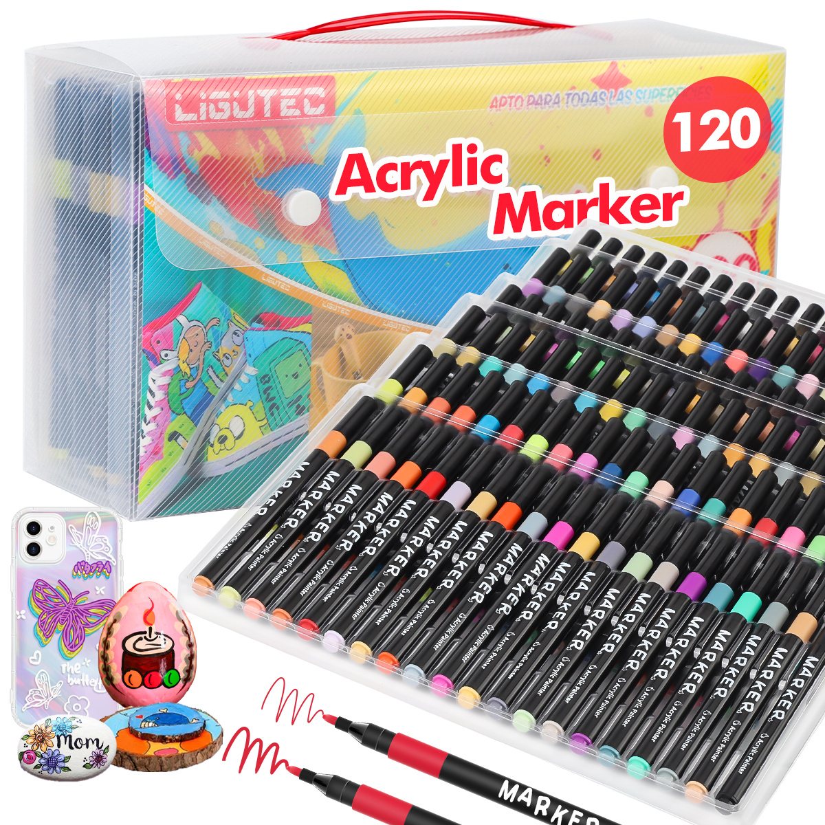 imagen del artículo  -120 coloresde   acrílicos ,   para tarjetas de   y navidad, e ilustraciones. ideales para material   escolar y de  . funcionan sobre papel, piedra, madera y vidrio