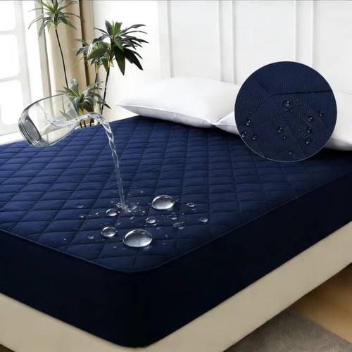 imagen del artículo 3 capas gruesas protector de colchón impermeable acolchado – cubre colchón 360° antideslizante, y transpirable – no bolitas, desvanece, lavable – tamaños individual, matrimonial, queen (sin de almohada)