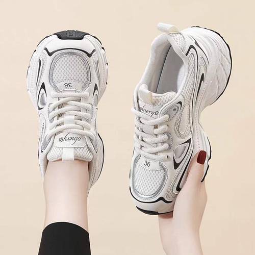 zapatillas deportivas informales para mujer, con diseño de malla que la transpirabilidad y el , gruesa de estilo retro, sencilla y cómoda, con amortiguación; un moderno, elegante y de combinar, ideal para ir al , actividades al aire libre y el deporte.