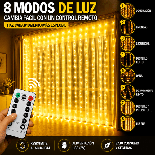 imagen del artículo cortinas de luces led, una atmósfera . 300 luces led para cortinas de exterior, paquete de 1/2, 8 de iluminación, luces de hilo de cobre, luces decorativas de navidad, adecuadas para , , jardines, decoración de habitaciones, para navidad y halloween con gran