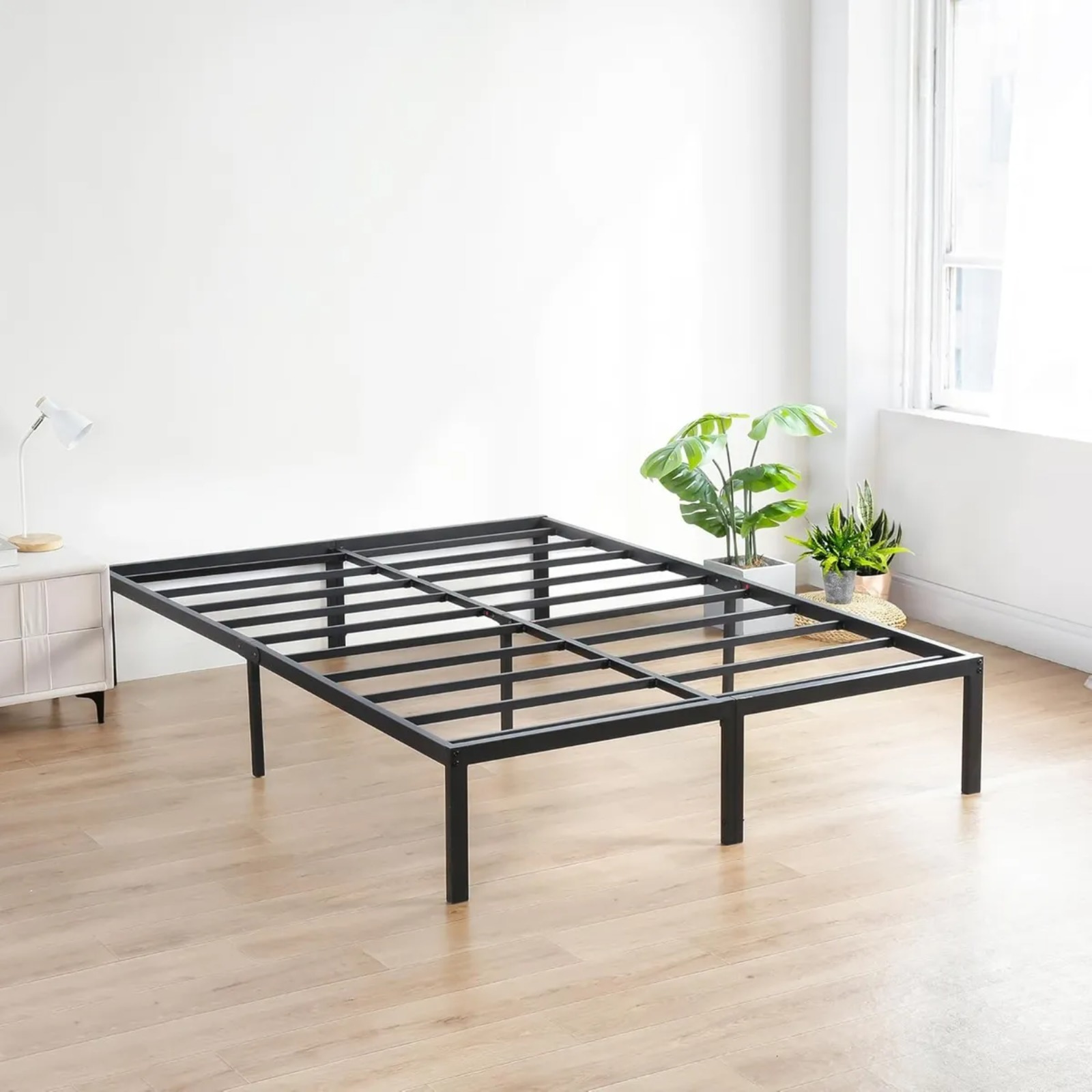 TEMU Base De Cama Matrimonial Metal Camas Full Size Plegable Box Negro