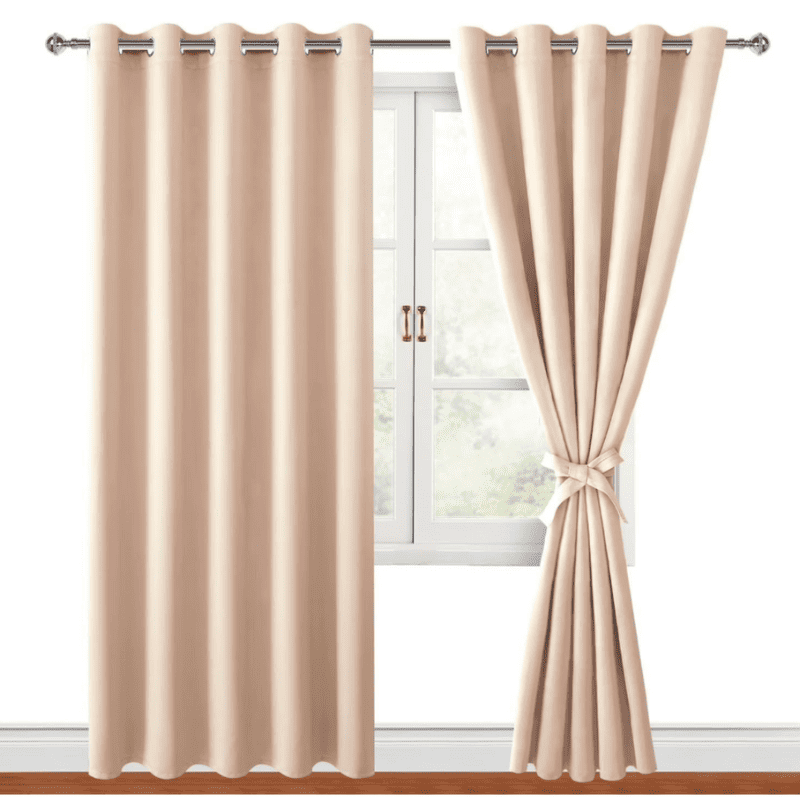 Juego de Cortinas Beige Modernas con Ollaos para Barra