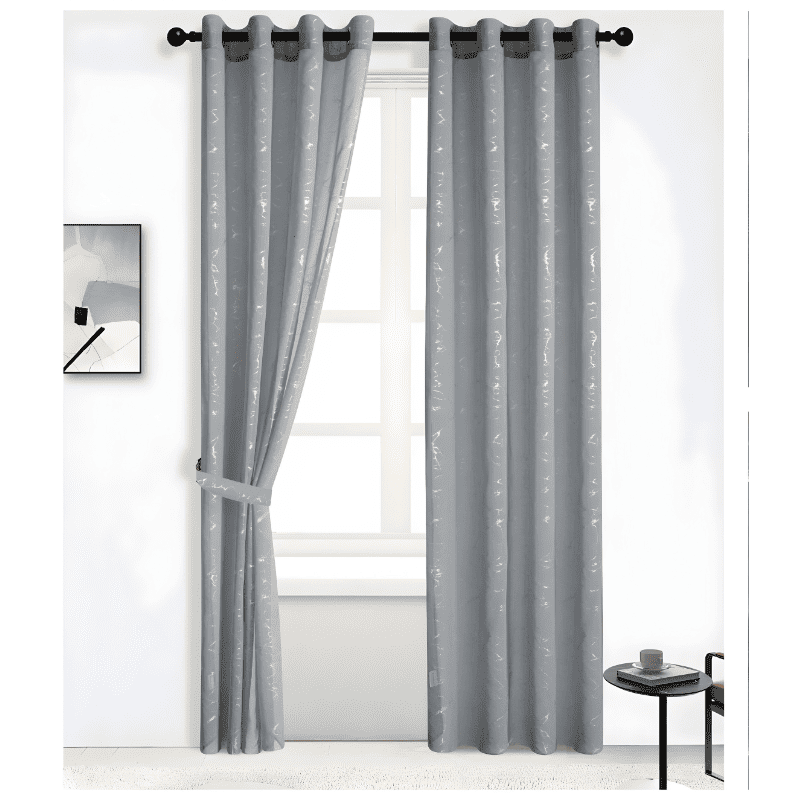 Juego de Cortinas Grises con Ollaos para Barra