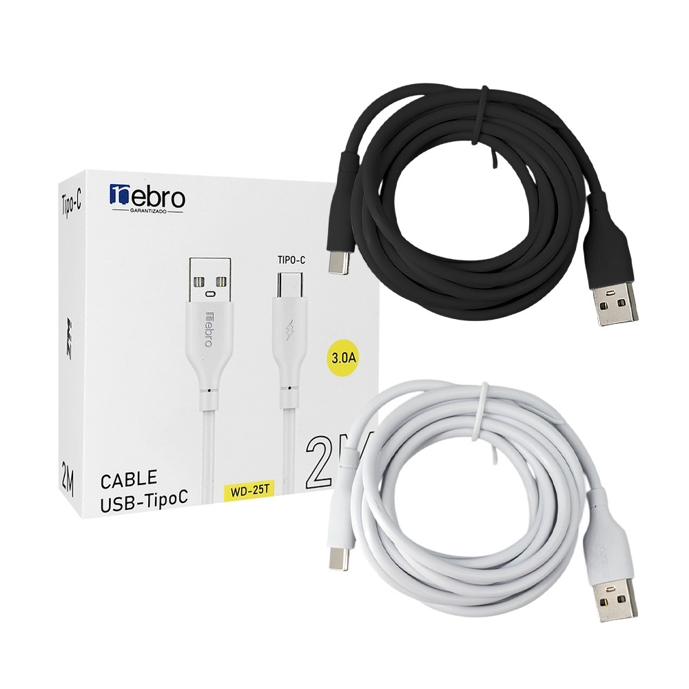 [GDL] Cable de carga Nebro 2M con entrada USB a Type-C 3.0A rápido 5A ...