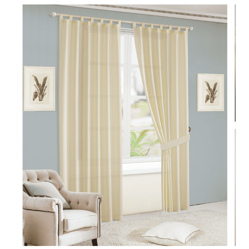 Juego de Cortinas Beige con Ollaos para Barra