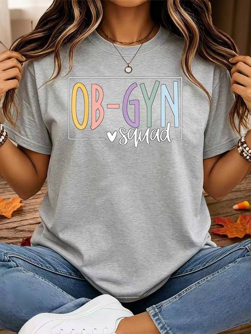 item picture fashion graphic t shirt for women ob gyn squad extra large round neck short sleeve embroidered with pelvic durable work clothes for healthcare professionals exquisite gifts