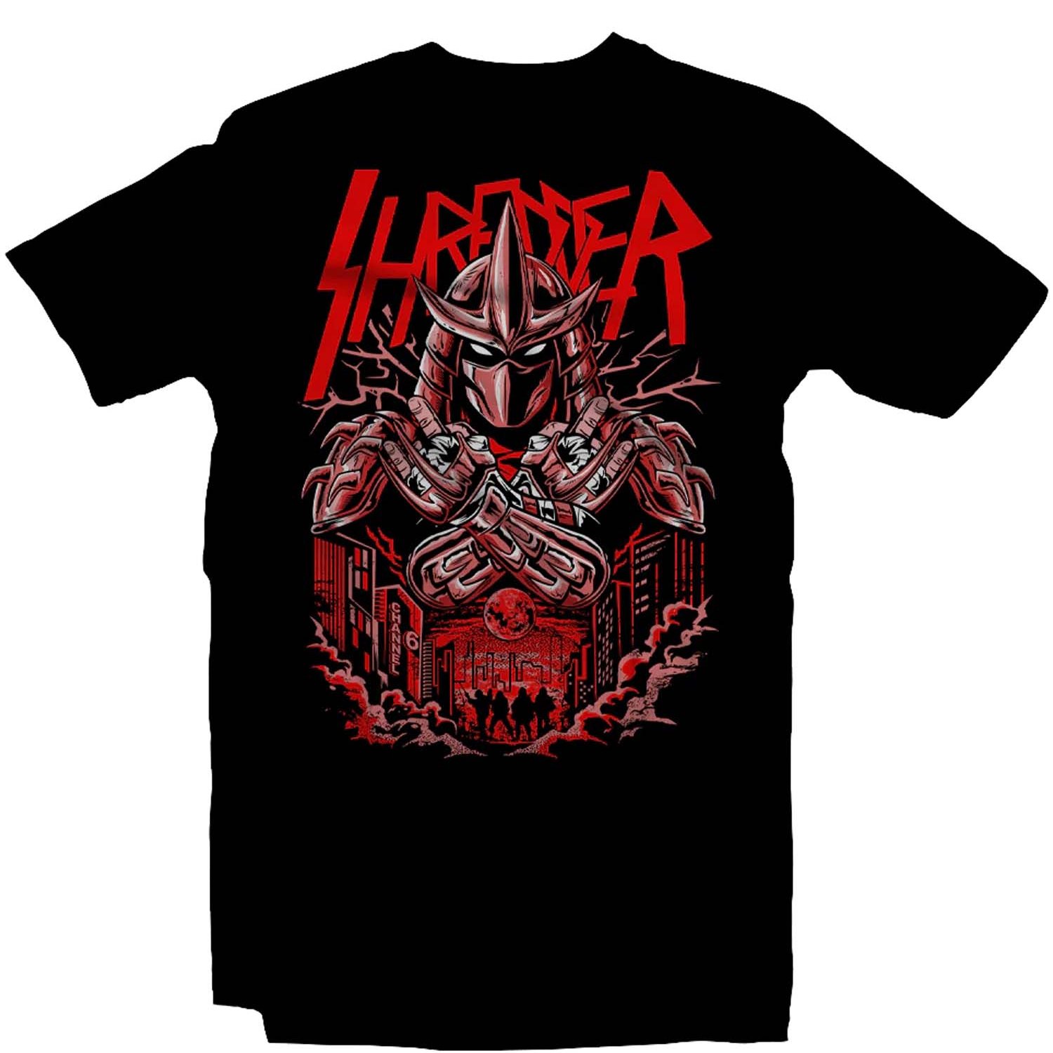 TEMU Camiseta de 100% Algodón, 180g - Estilo y . Camiseta negra con del Shredder de Ninja y la "SHREDDER" en