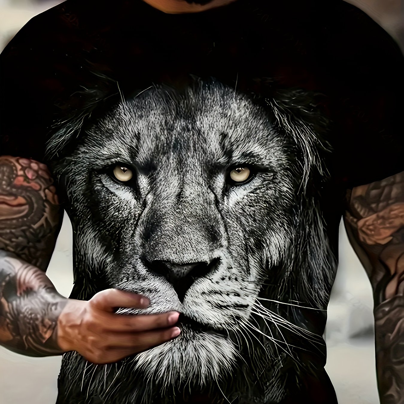 TEMU Camiseta de Algodón Estampada con para Hombre, Cuello Redondo y Manga Corta, Estampado 3D de , Ideal para Deportes, Fitness y Exteriores-image-79347373346813