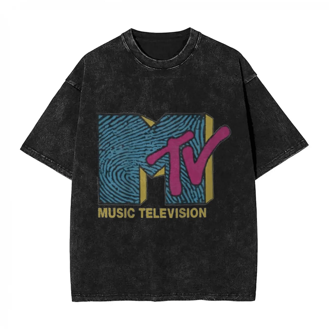 TEMU Camiseta con MTV Music Television - Vintage Negra para Todas .png