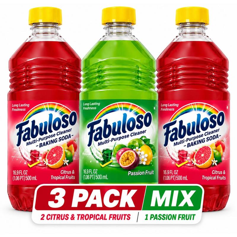 TEMU (3 ) Fabuloso Cleaner Fl Oz (500 Ml) Each, 2 Citrus & + 1 , Mixed Scents
