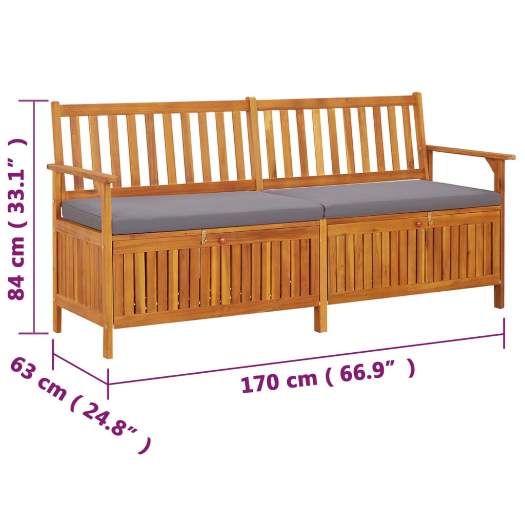 vidaXL Outdoor Storage Bench Deck Box for Patio Furniture Solid Wood Acacia