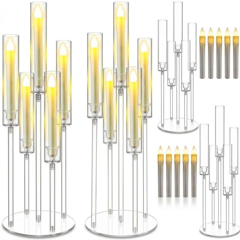 multi piece acrylic five head desktop candle holder with artificial moss garden trellis artificial greenery foliage bamboo fence screening and wall dr