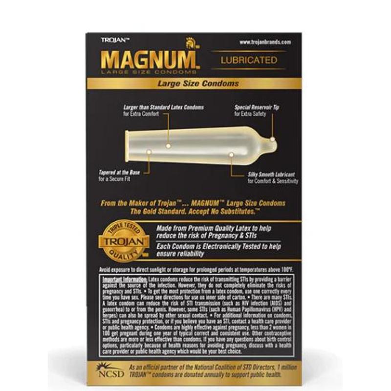 Trojan Latex Condoms Magnum Lubricated (3 count) - 4 Pack