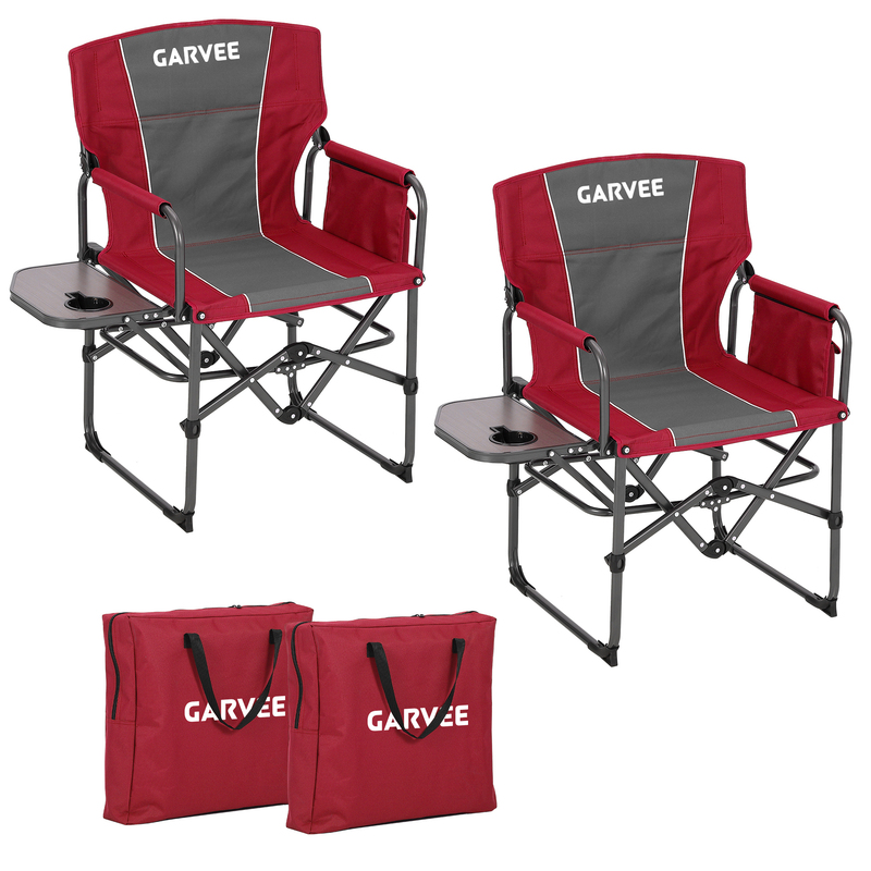 2 pack camping directors chair aluminum   outdoor folding chair with foldable backrest side pocket portable heavy duty camp chair for beach fishing picnic lawn concert travel