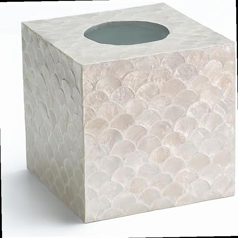 5 9 capiz tissue box cover square decorative tissue holder with bottom slider handmade bathroom accessories elegant   for vanity bedroom office coastal d cor natural Product details 2