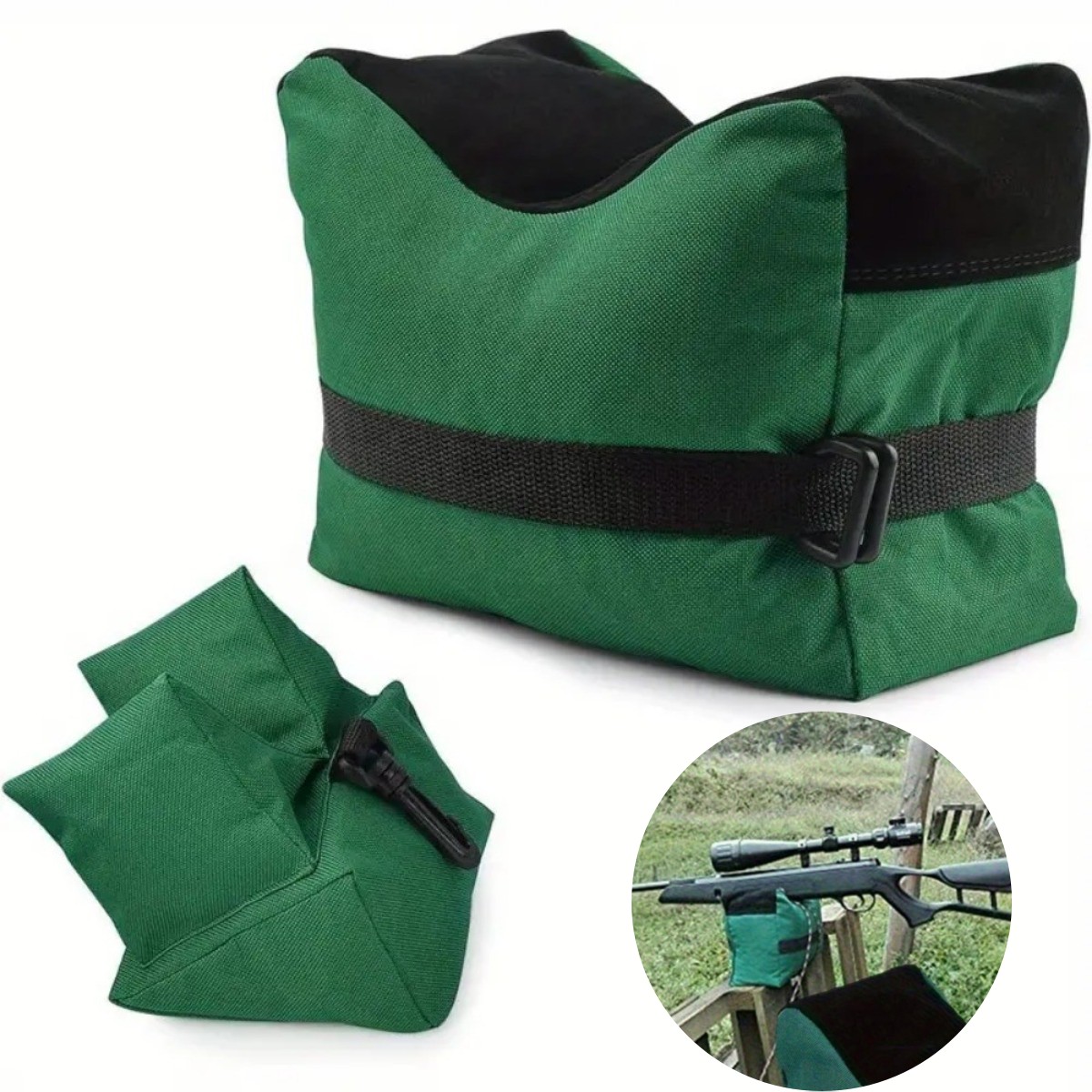 thumbnail image 2 of Tactical Shooting Rest Bags – Front & Rear Rifle Support (Unfilled) – Army Green 600D Oxford 2 of 4