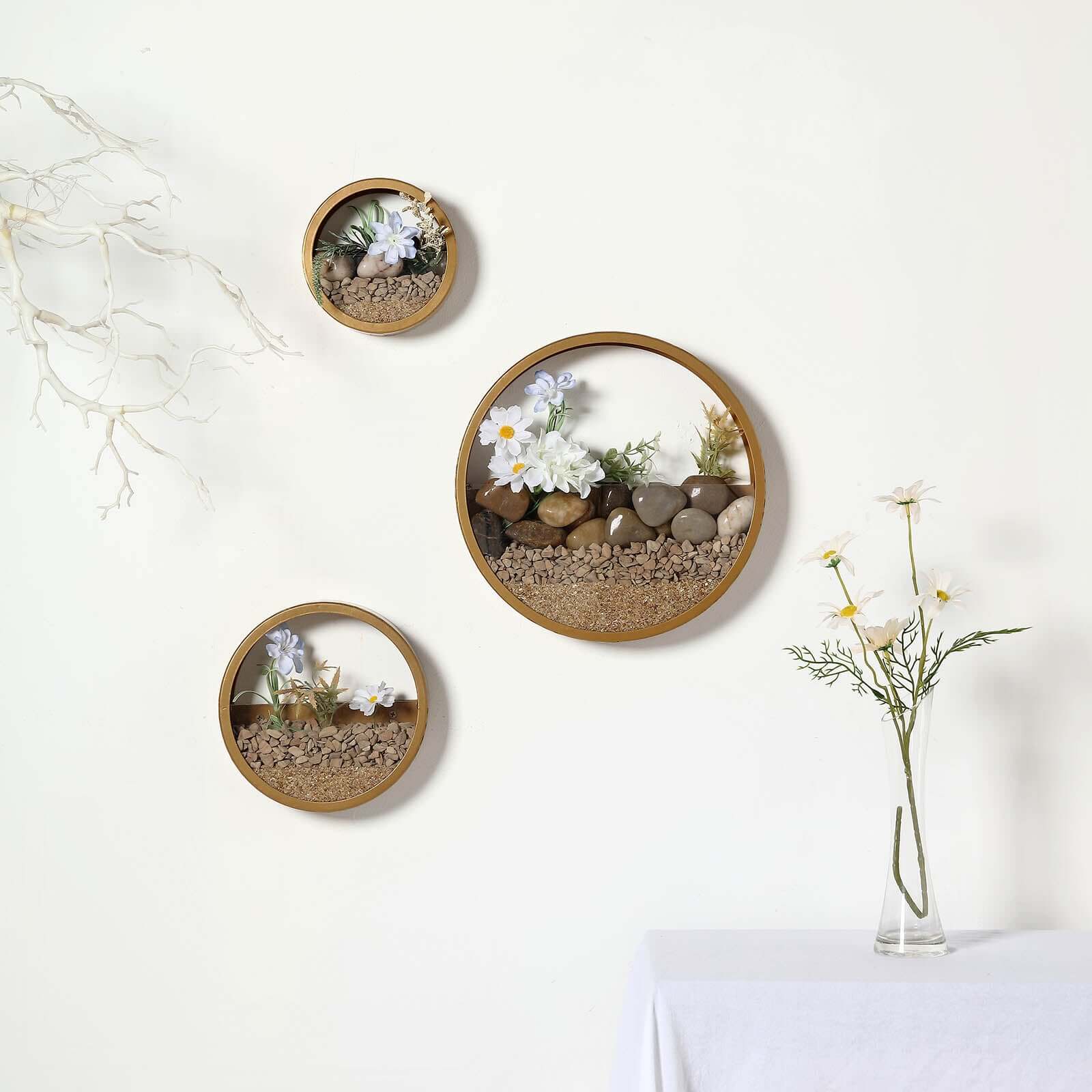 

Set Of 3 Gold Half Moon Wall Planters, Round Metal Wall Hanging Planter, Modern Indoor/outdoor Terrarium 6",8",12