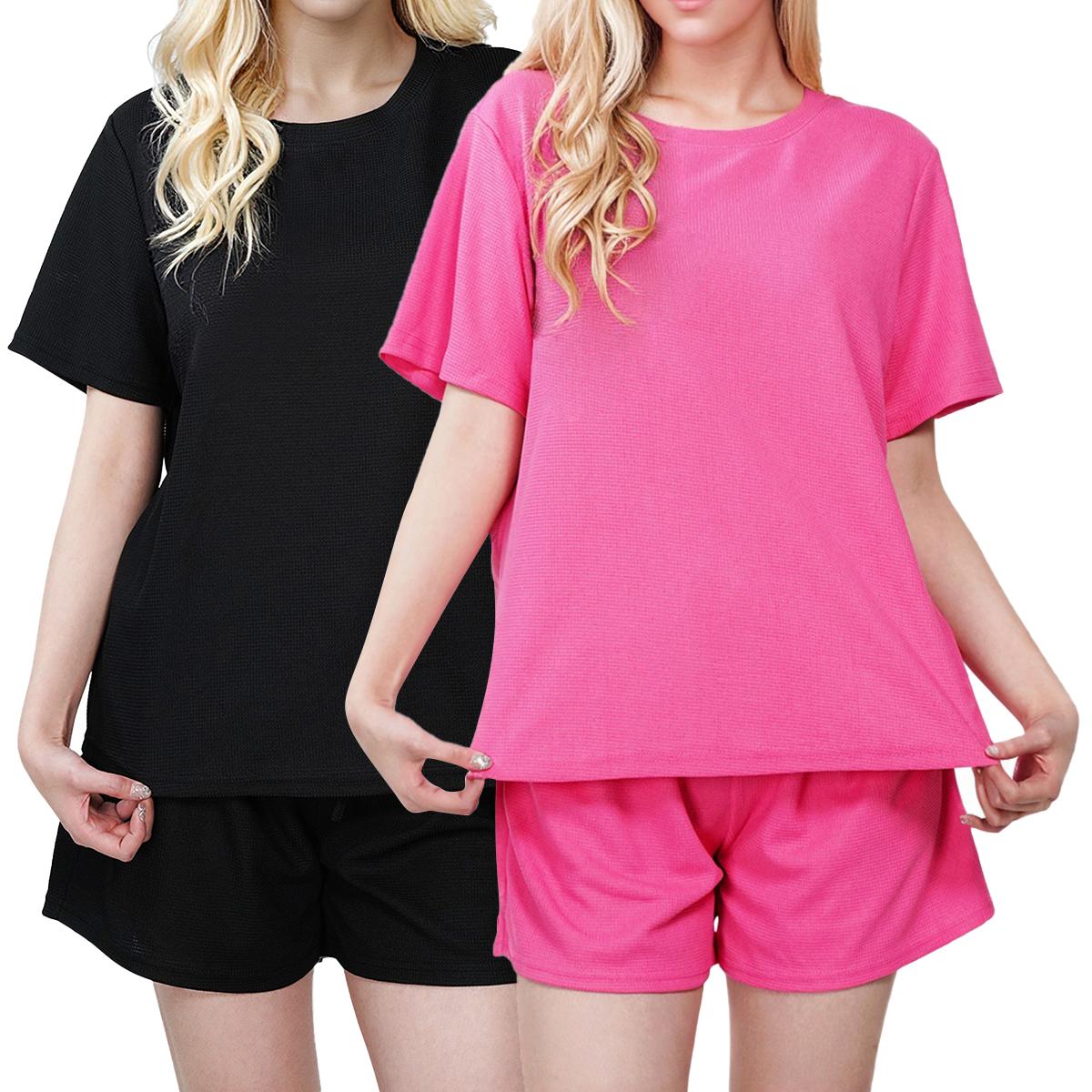 two piece outfit womens pajama set soft breathable striped   shorts with pockets   sleepwear lounge pjs s xl Product details 2