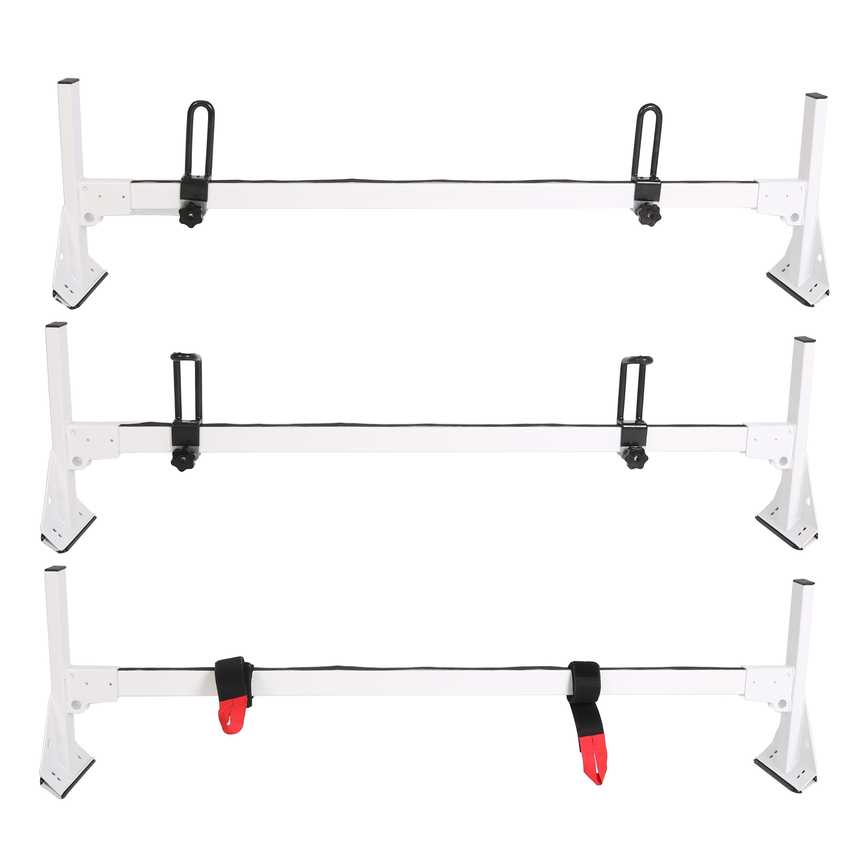 

59 Inches Van 3 Bar Ladder Roof Racks Compatible With 1996-up Express 750 Lbs Capacity Rack Steel White