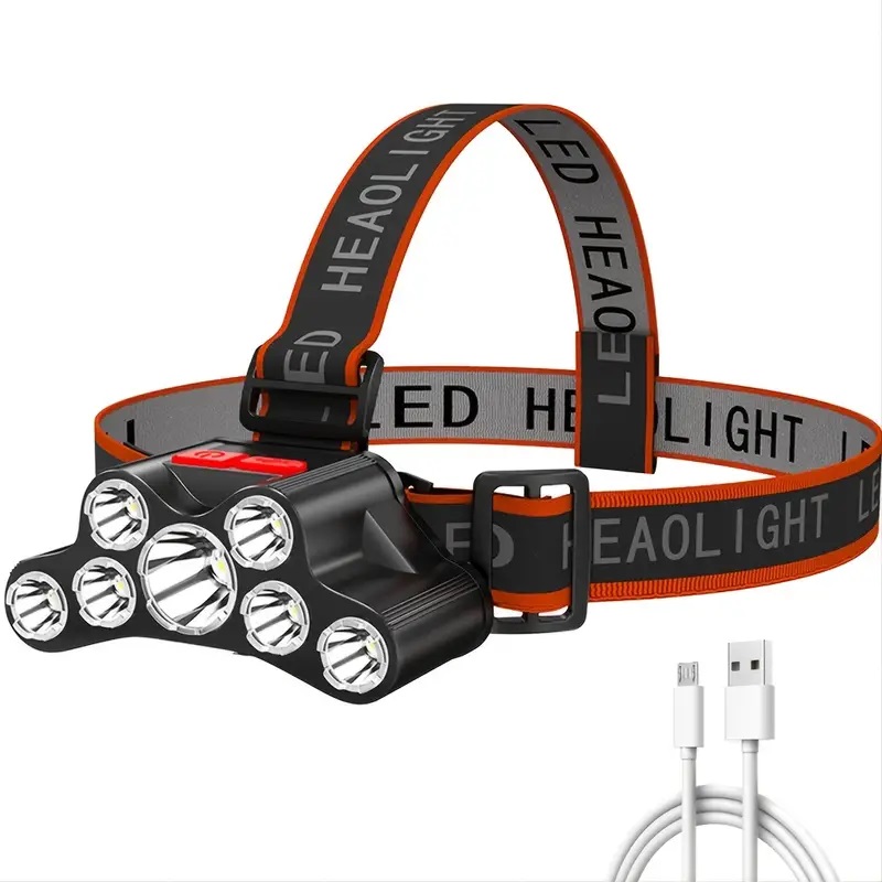 

Headlamp Rechargeable, 7led, 4 Mode Head Light, Waterproof Head Flashlight For Outdoor Camping Running Hiking Working