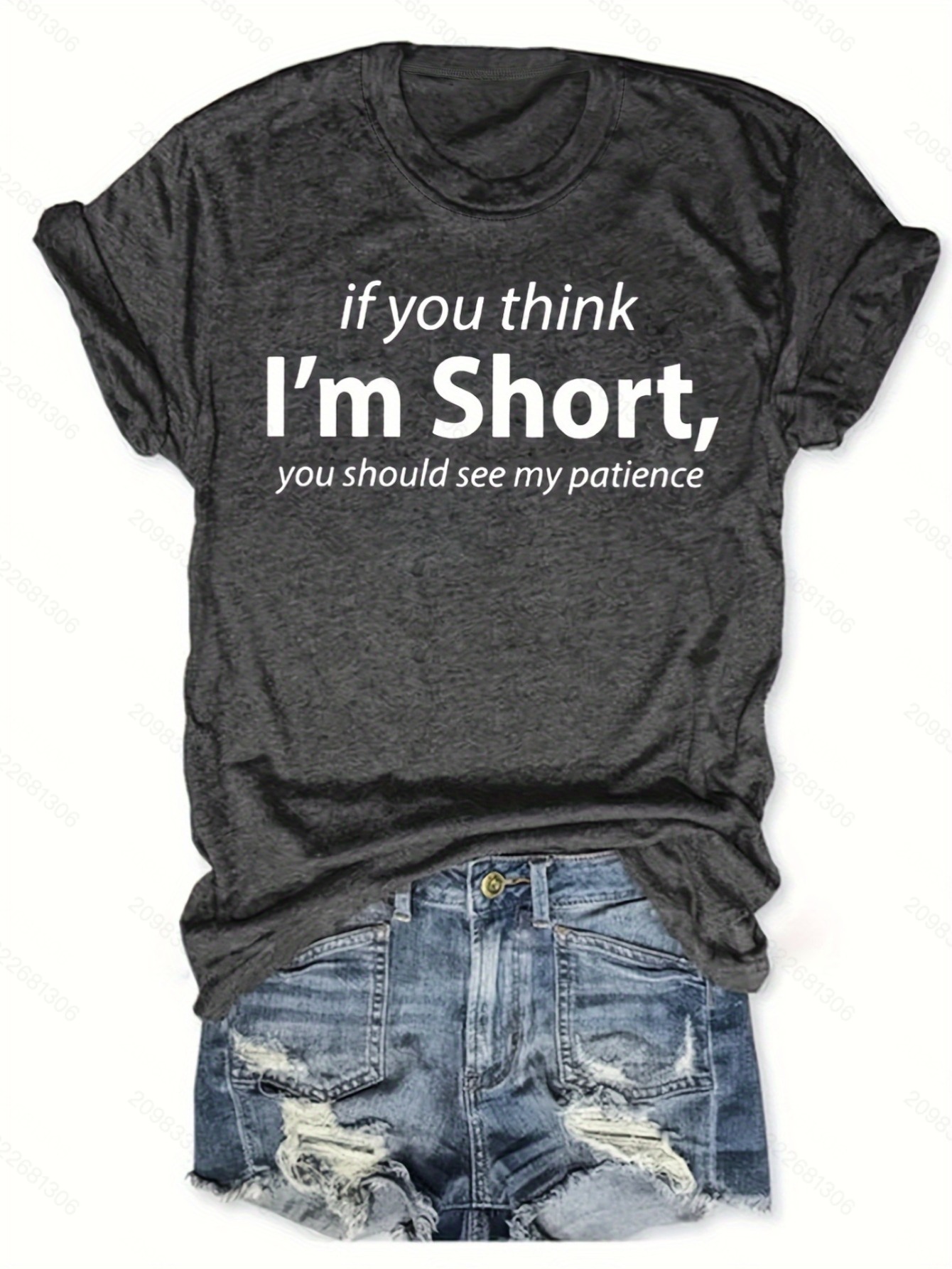 im short womens chic letter print tee comfy casual short sleeve crew neck t shirt for everyday wear stylish layering