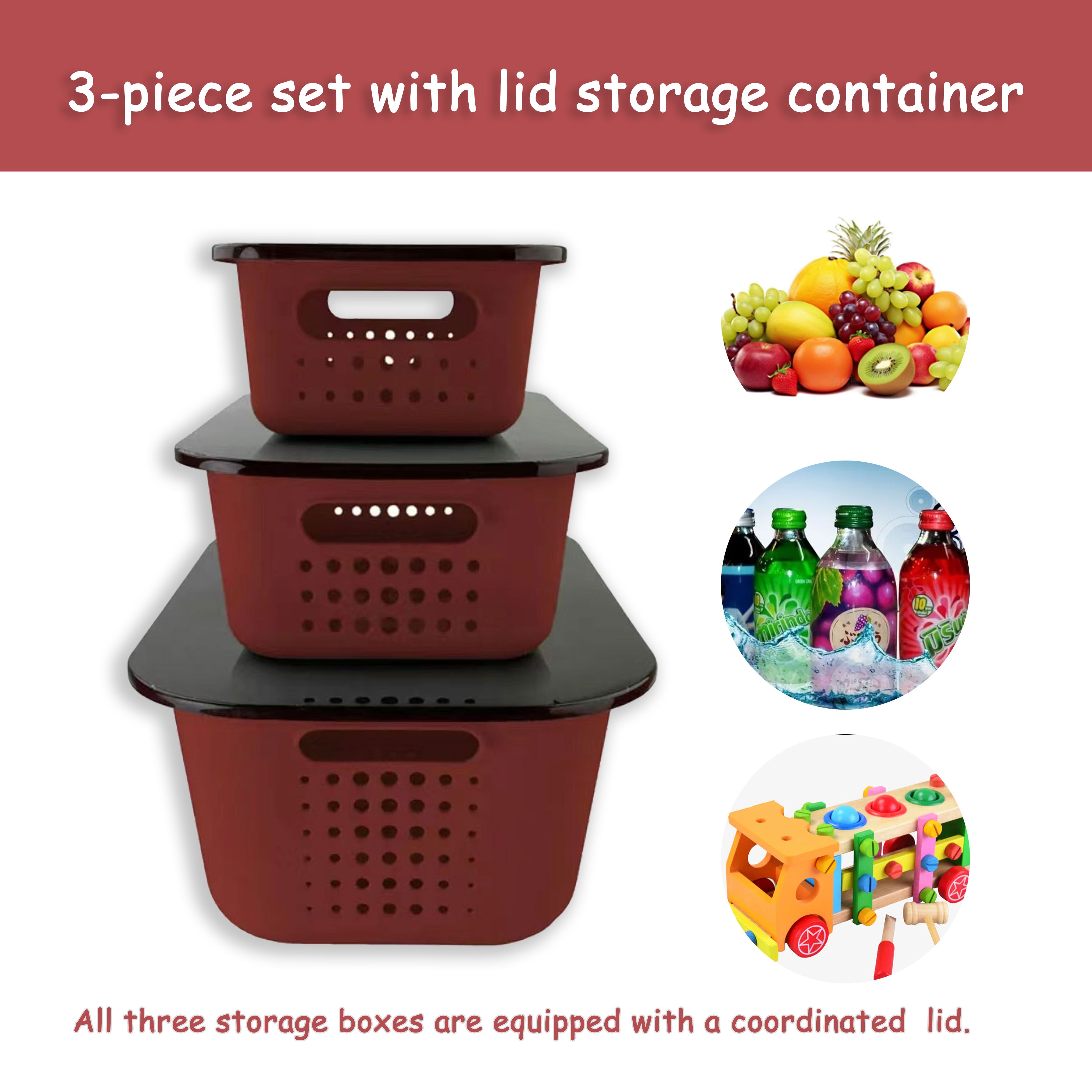 

3/6-piece Blue/red Storage Container With Lid And Storage Box, Stackable Storage, Perfect For Kitchens, Bathrooms, And Dormitories