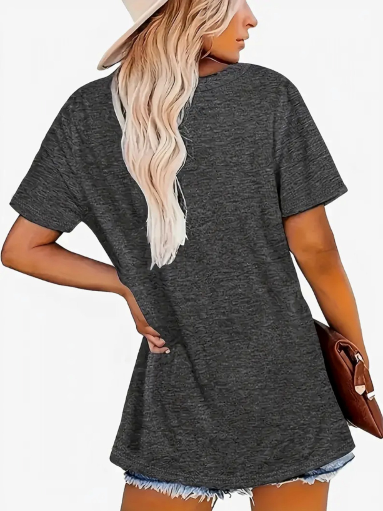 im short womens chic letter print tee comfy casual short sleeve crew neck t shirt for everyday wear stylish layering
