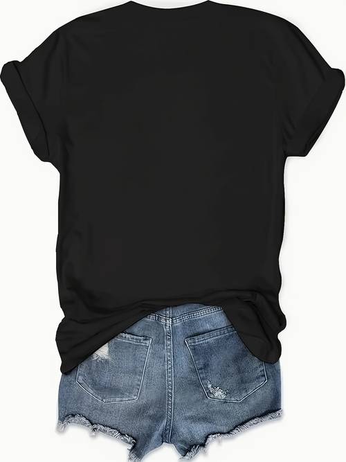 im short womens chic letter print tee comfy casual short sleeve crew neck t shirt for everyday wear stylish layering