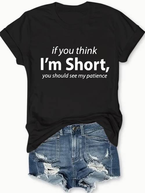 im short womens chic letter print tee comfy casual short sleeve crew neck t shirt for everyday wear stylish layering