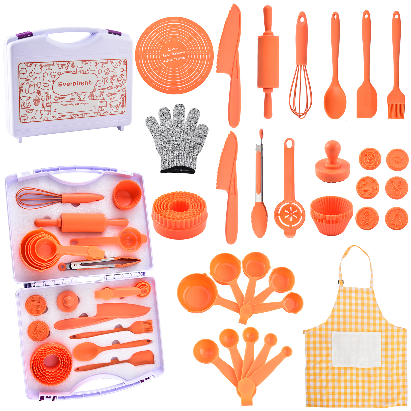 

Cooking Set For Kids, Real Cooking Kids Baking Set With Organizer Carrying Case For Girls, Kitchen Tools Kids Knife Set For Boys, Kid, Toddler, Gift, Toys